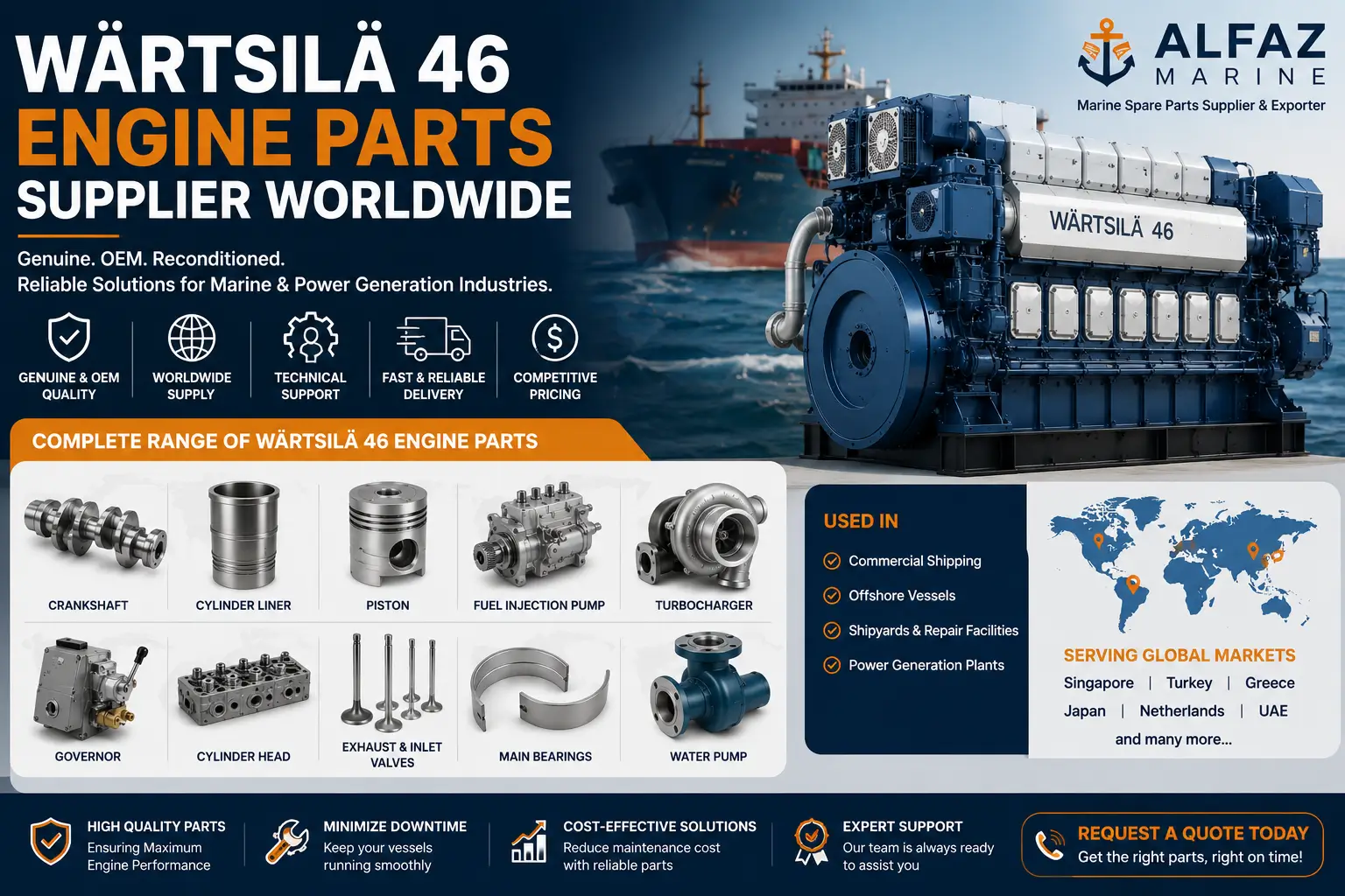 Wärtsilä 46 Engine Parts Supplier Worldwide
