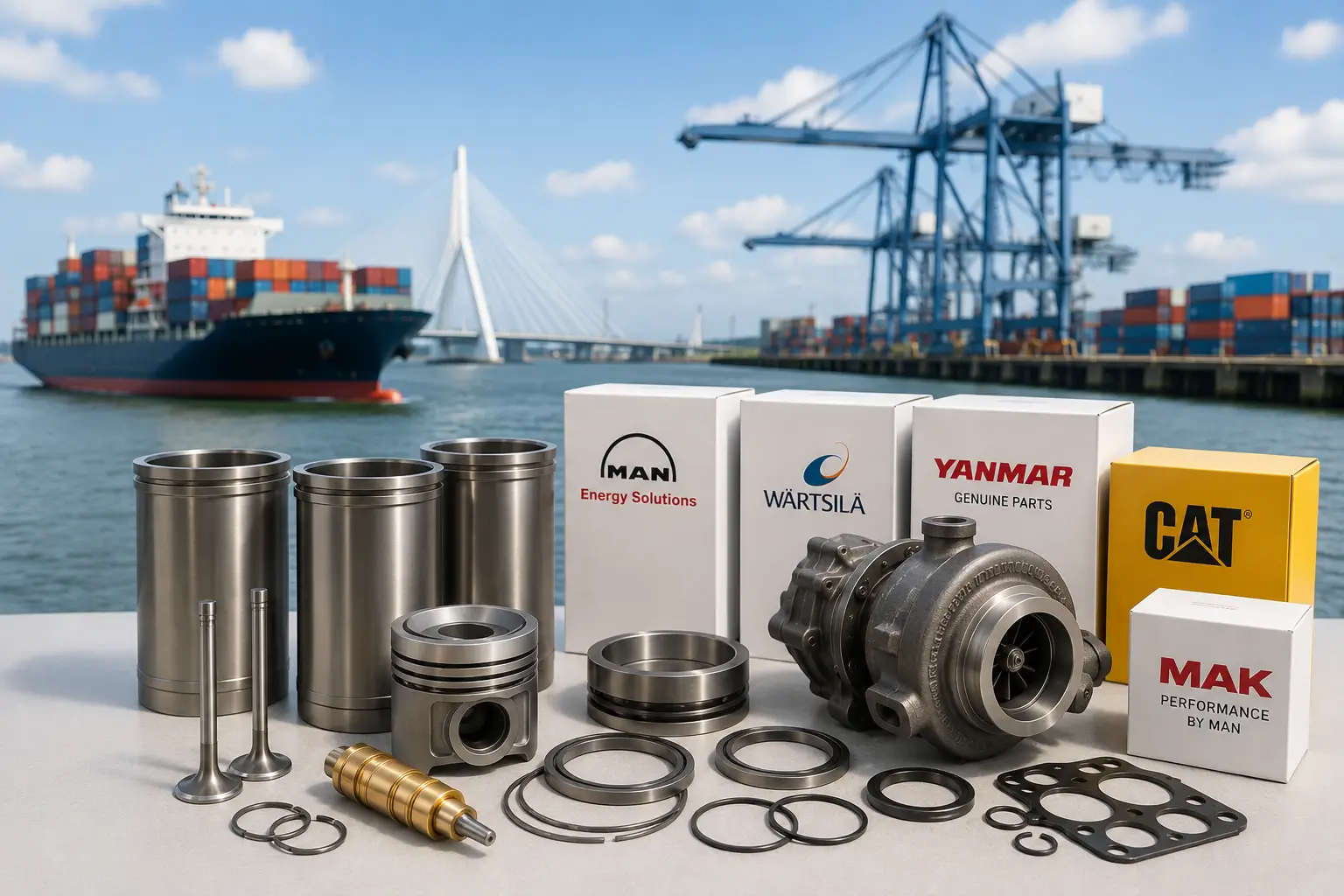 How to Choose the Right Marine Spare Parts Supplier in the Netherlands & Rotterdam for MAN B&W, Wärtsilä, Yanmar, Caterpillar & MAK Engine Spare Parts