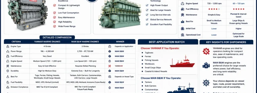 Yanmar vs MAN B&W Marine Engines Complete Comparison Guide for Shipowners (2026)